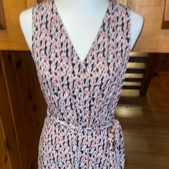LOFT size small Pink and navy  Patterned tie Dress S 4/6 - Picture 6 of 13